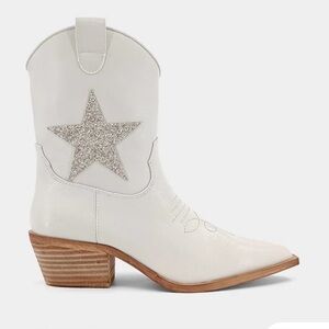 ShuShop PEARL Zurich White and Silver Star Heeled Boots NEW IN Box 8